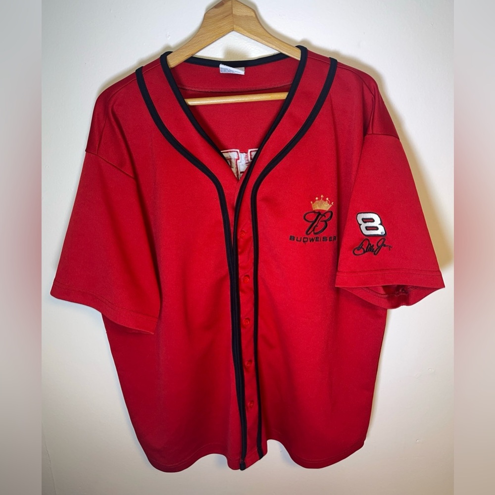 Dale Earnhardt Jr Winner’s Circle Budweiser Baseball Jersey Tshirt Red Mens 2XL - Picture 4 of 6